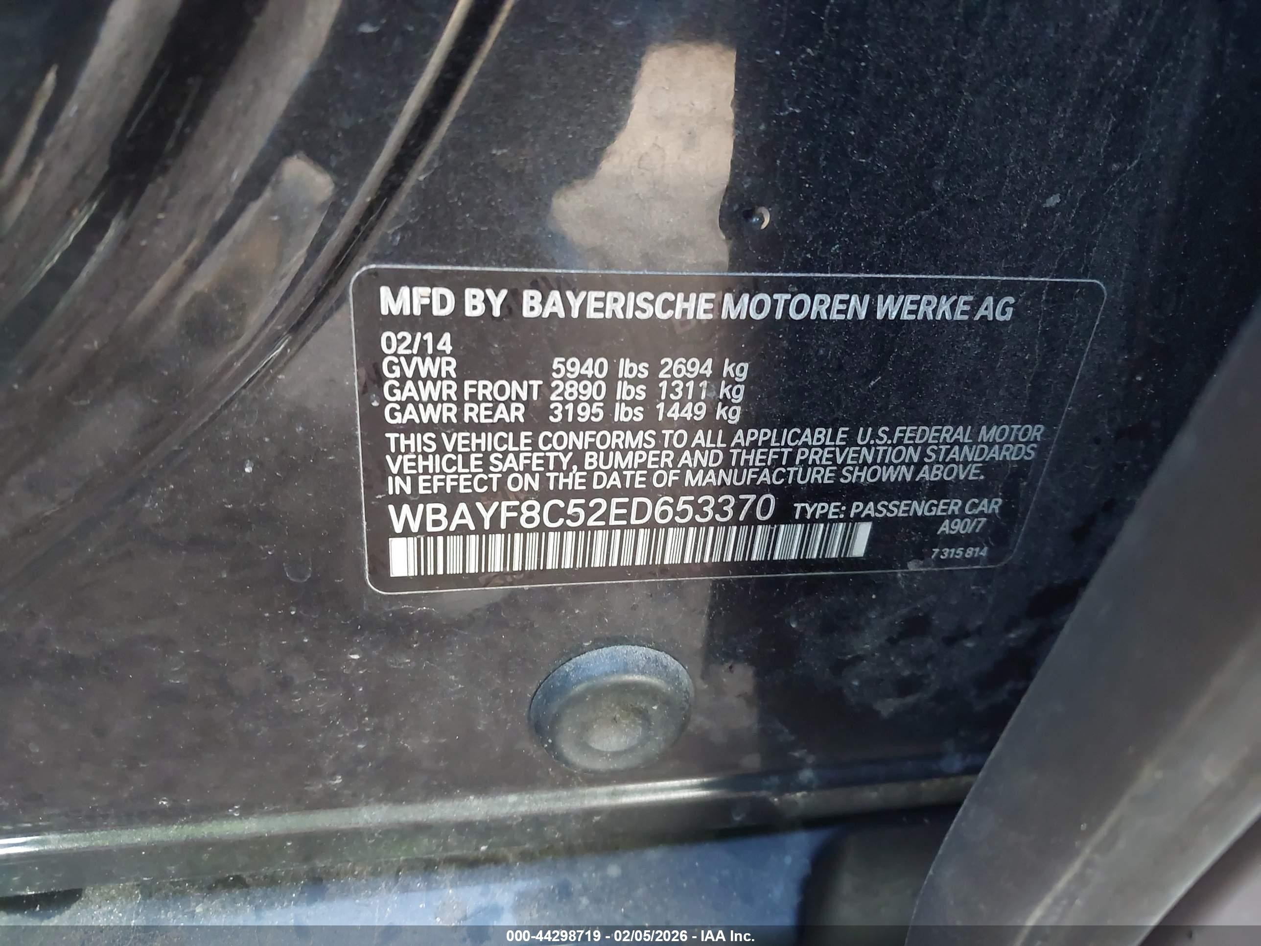 2014 Bmw Alpina B7 Xdrive Черный vin: WBAYF8C52ED653370