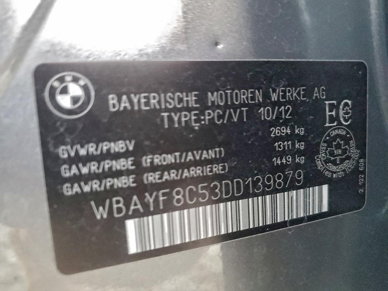 2013 Bmw 750 Lxi Gray vin: WBAYF8C53DD139879