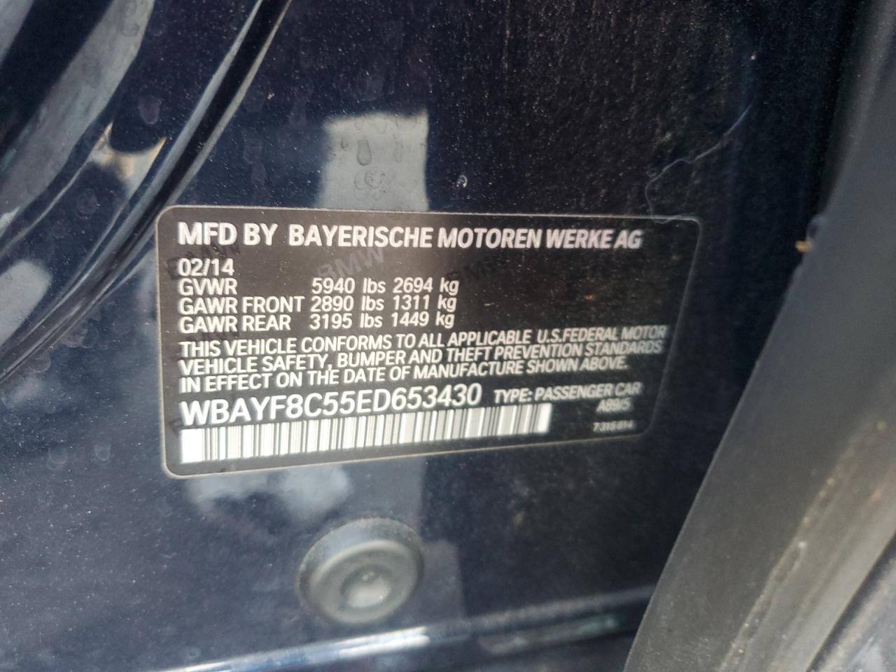 2014 Bmw 750 Lxi Black vin: WBAYF8C55ED653430