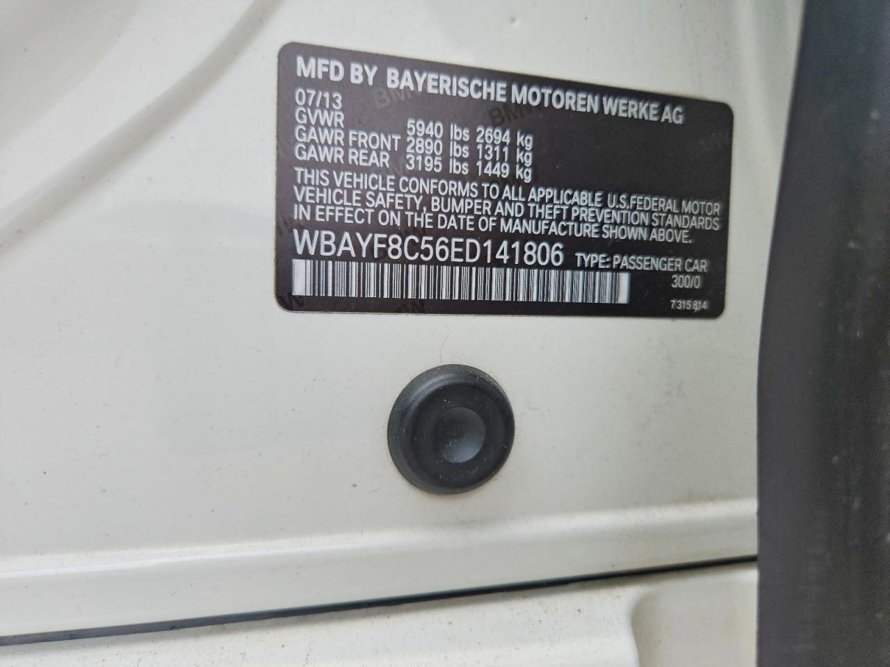 2014 Bmw 750 Lxi White vin: WBAYF8C56ED141806