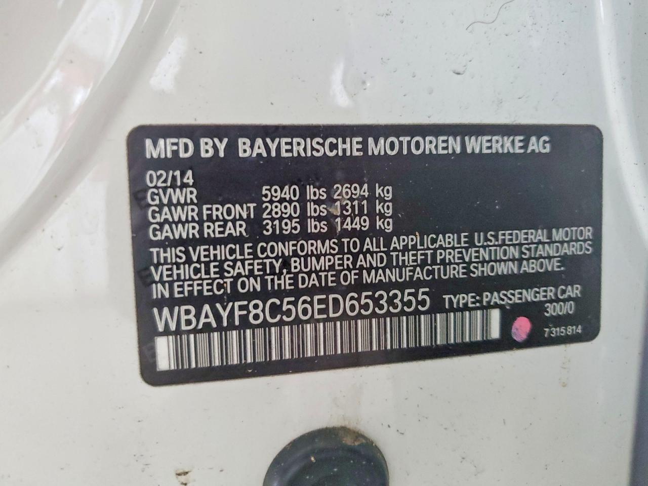 2014 Bmw 750 Lxi White vin: WBAYF8C56ED653355