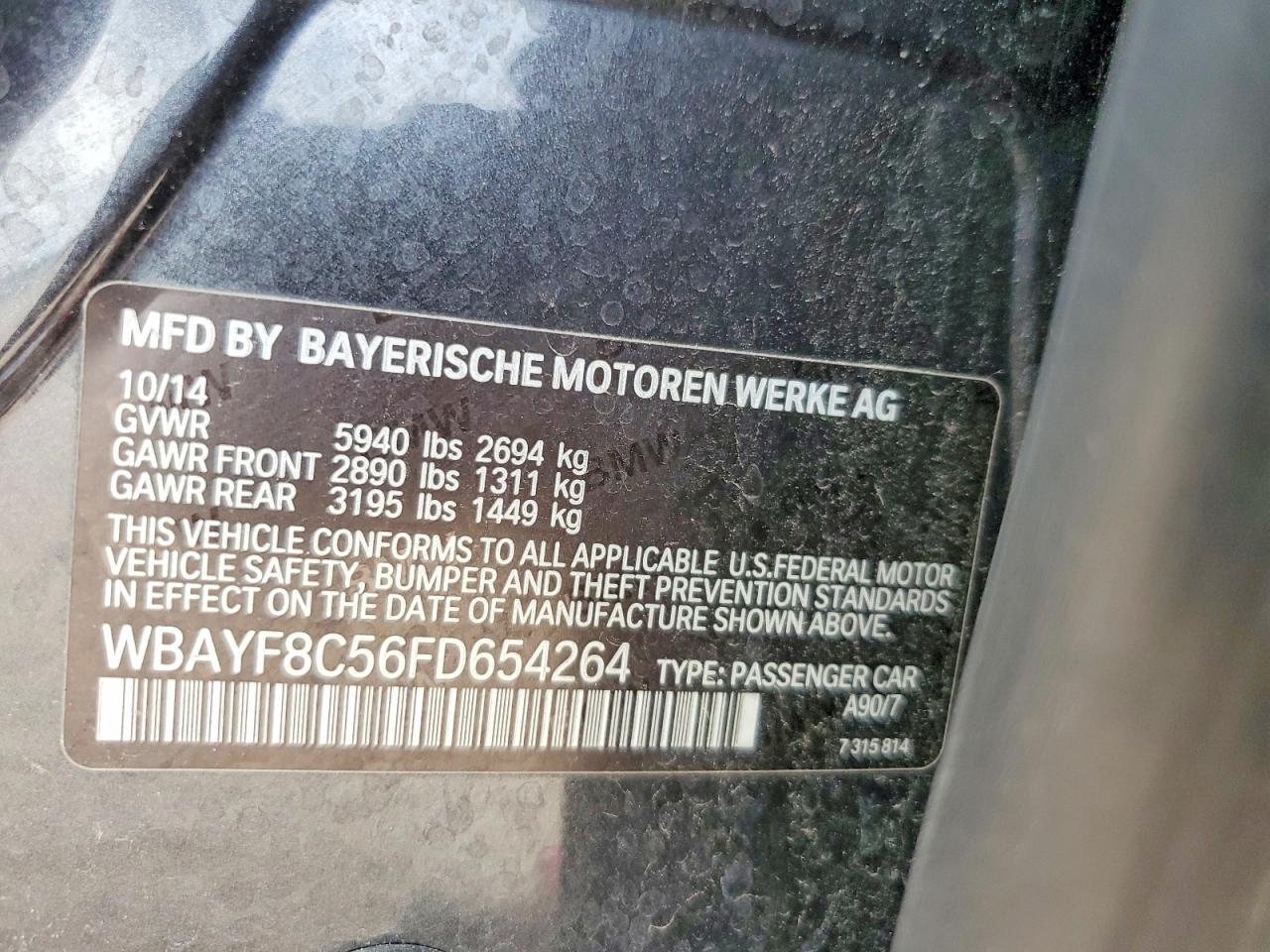 2015 Bmw 750 Lxi Gray vin: WBAYF8C56FD654264
