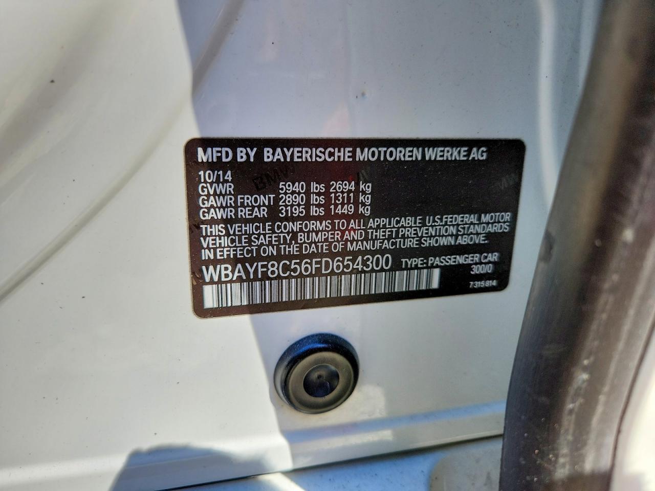 2015 Bmw 750 Lxi White vin: WBAYF8C56FD654300
