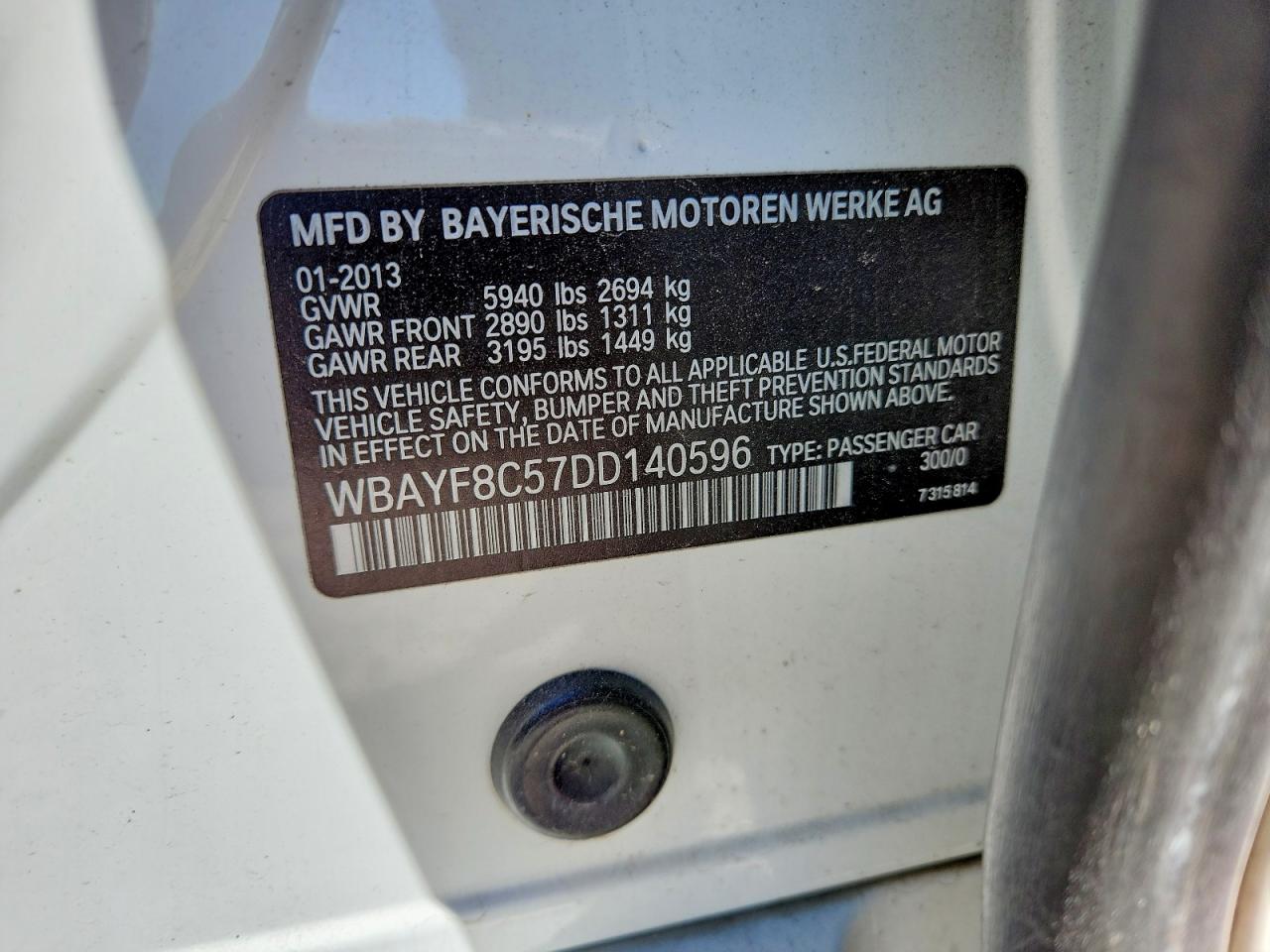 2013 Bmw 750 Lxi White vin: WBAYF8C57DD140596