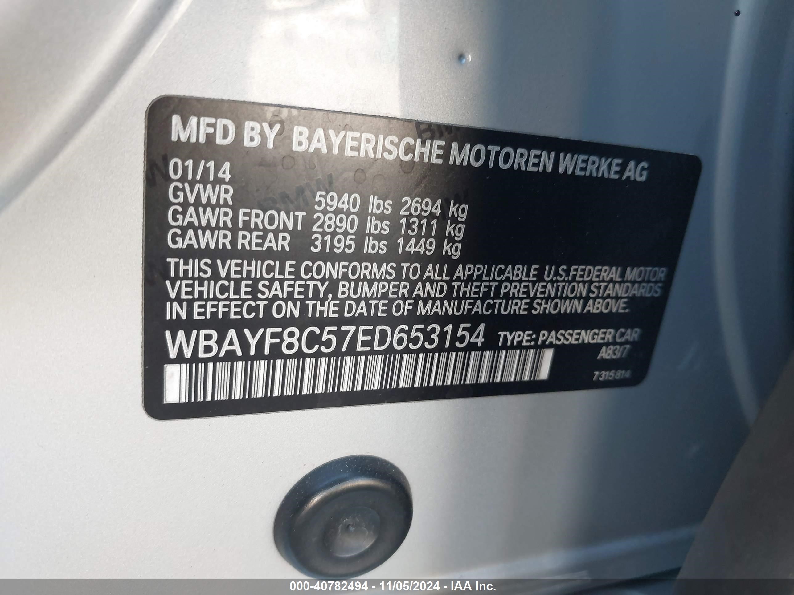 2014 Bmw Alpina B7 Xdrive Silver vin: WBAYF8C57ED653154