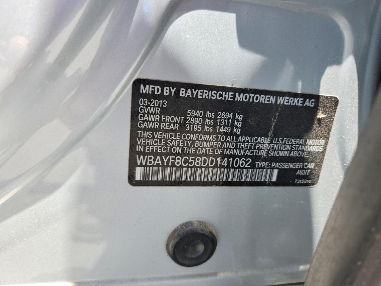 2013 Bmw 750 Lxi Silver vin: WBAYF8C58DD141062