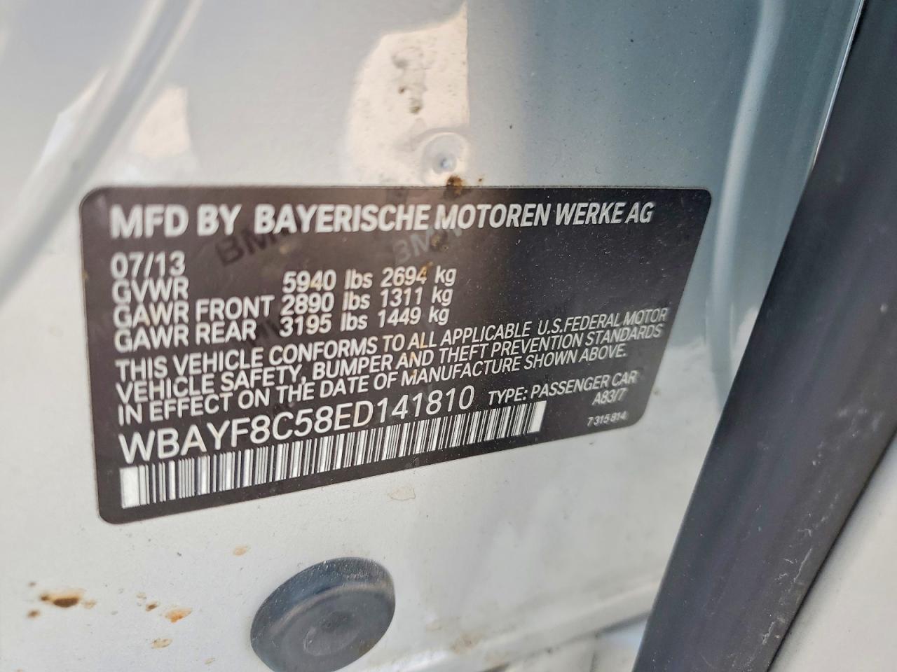 2014 Bmw 750 Lxi Silver vin: WBAYF8C58ED141810