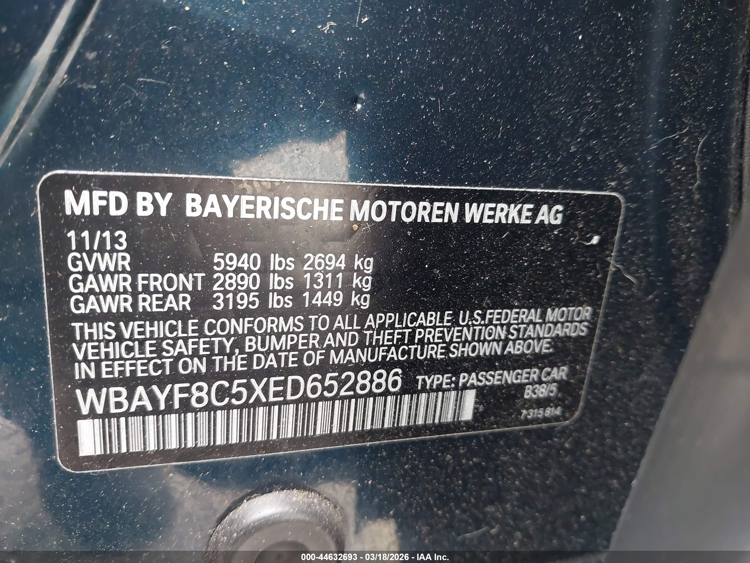 2014 Bmw Alpina B7 Xdrive Dark Blue vin: WBAYF8C5XED652886