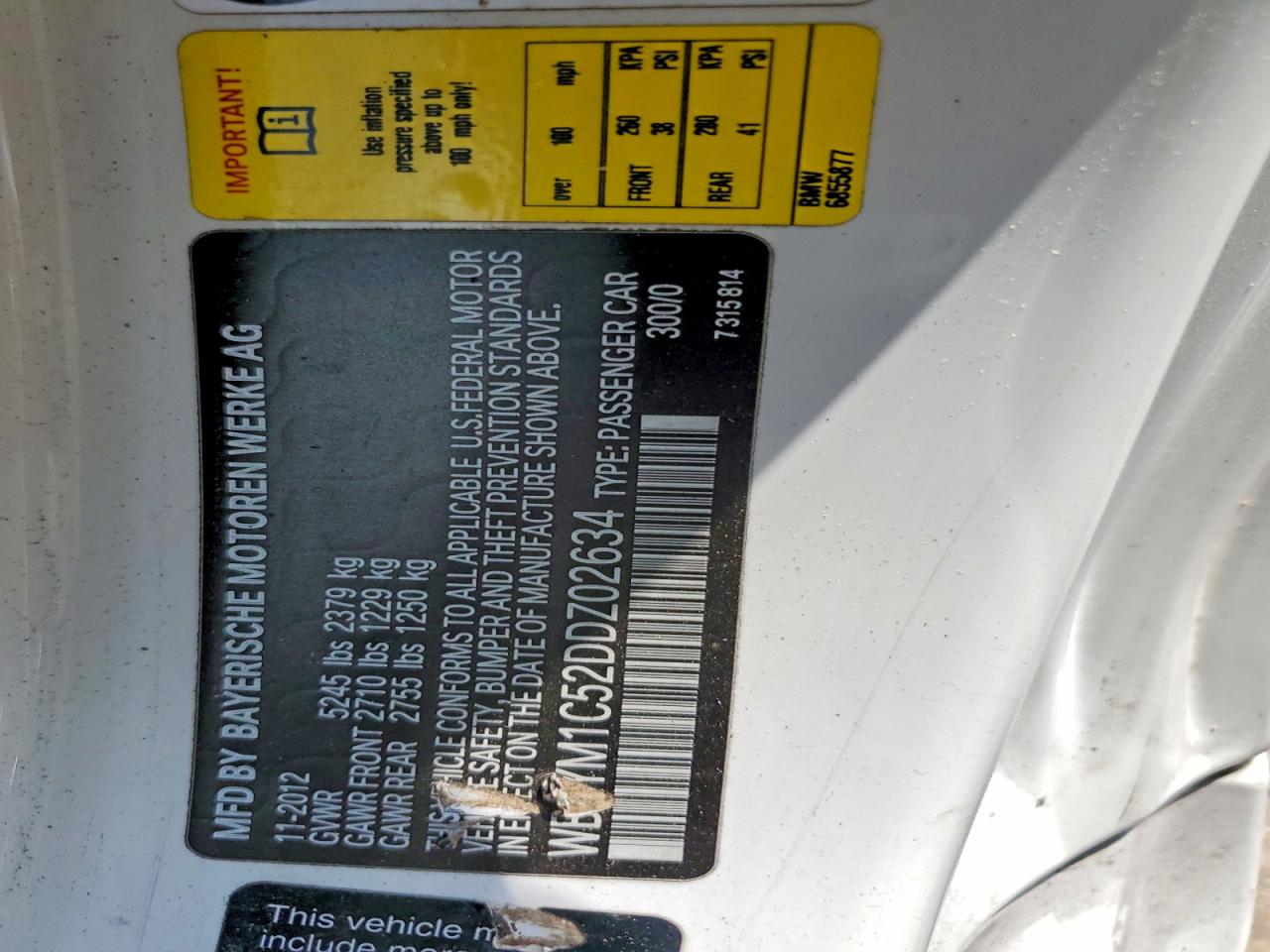 2013 Bmw 650 Xi White vin: WBAYM1C52DDZ02634