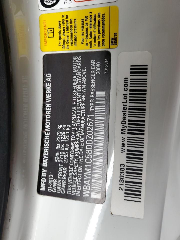 2013 Bmw 650 Xi White vin: WBAYM1C58DDZ02671