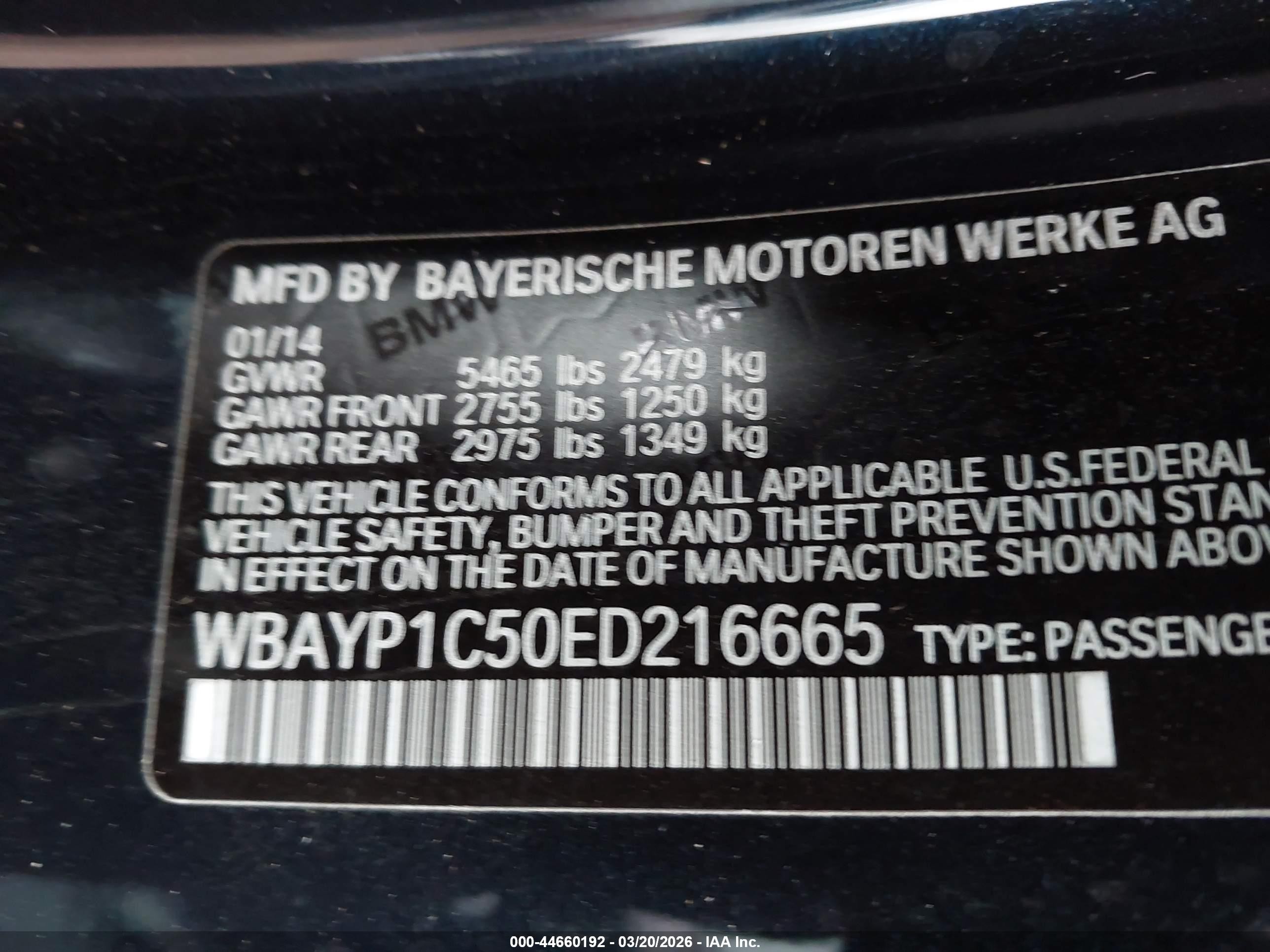 2014 Bmw 650i Xdrive Black vin: WBAYP1C50ED216665