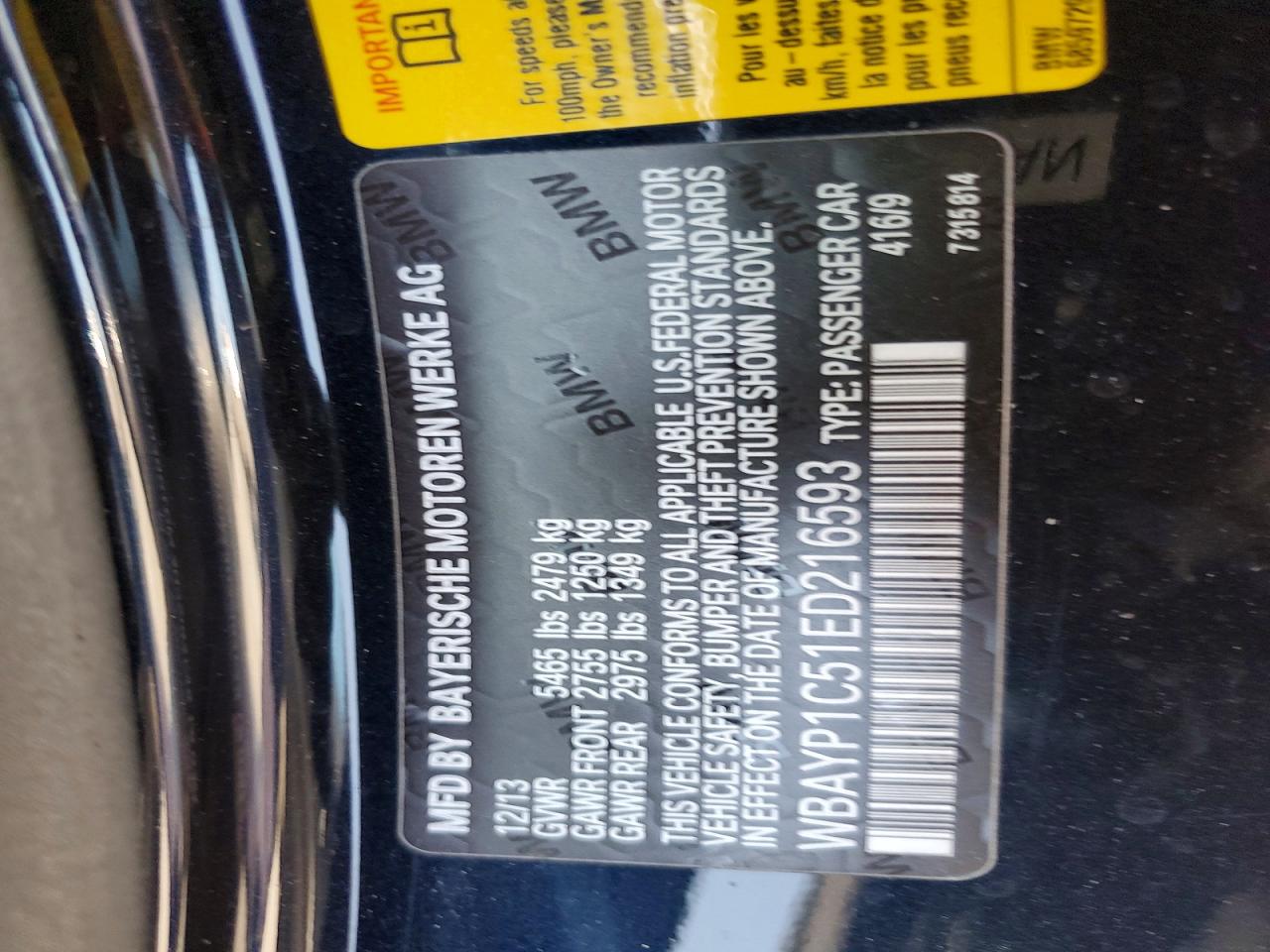 2014 Bmw 650 Xi Black vin: WBAYP1C51ED216593