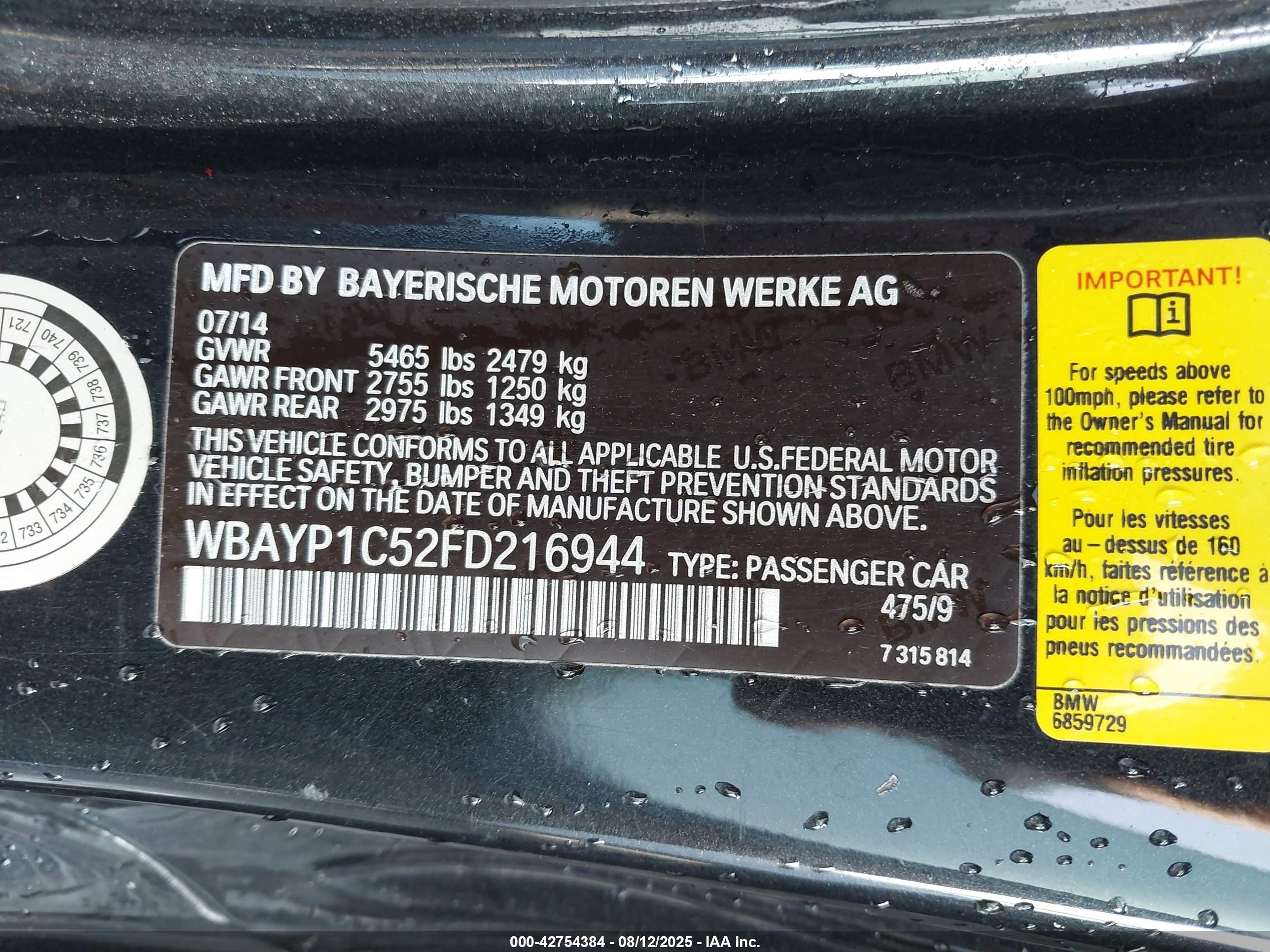 2015 Bmw 650i Xdrive Black vin: WBAYP1C52FD216944