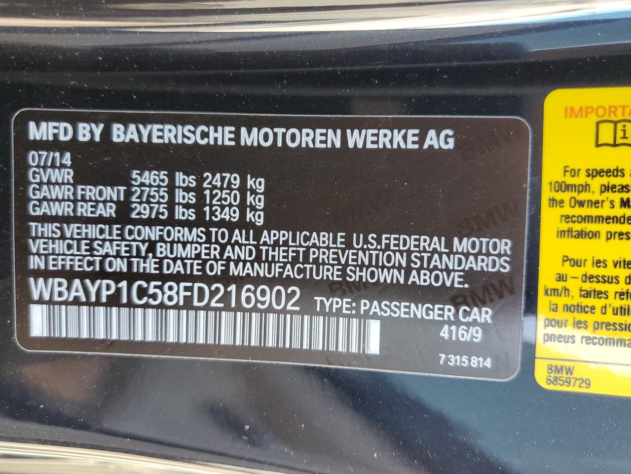 2015 Bmw 650 Xi Black vin: WBAYP1C58FD216902