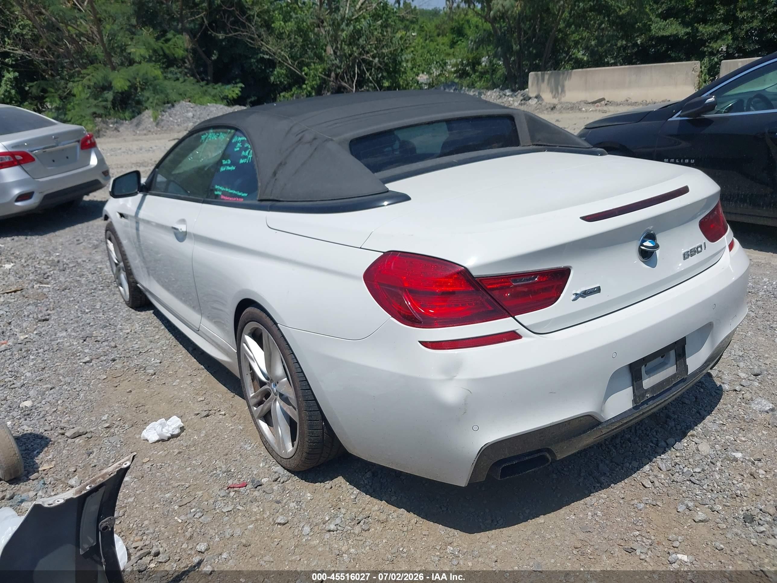 2015 Bmw 650i Xdrive White vin: WBAYP1C5XFD217002