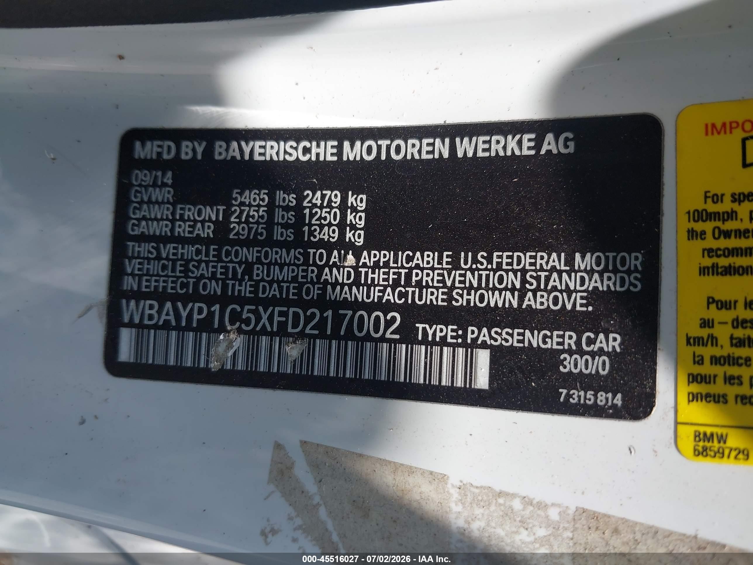 2015 Bmw 650i Xdrive White vin: WBAYP1C5XFD217002
