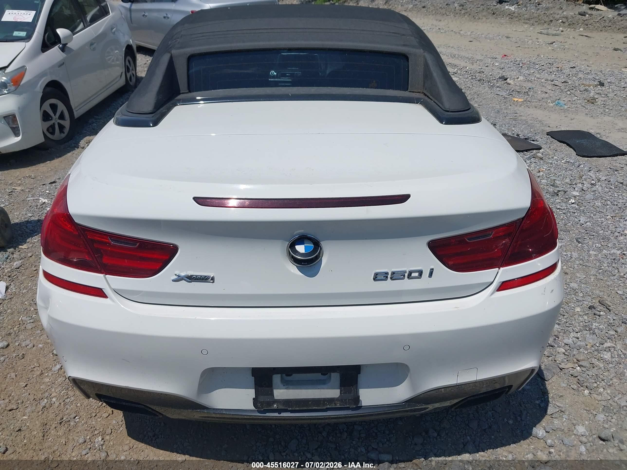 2015 Bmw 650i Xdrive White vin: WBAYP1C5XFD217002