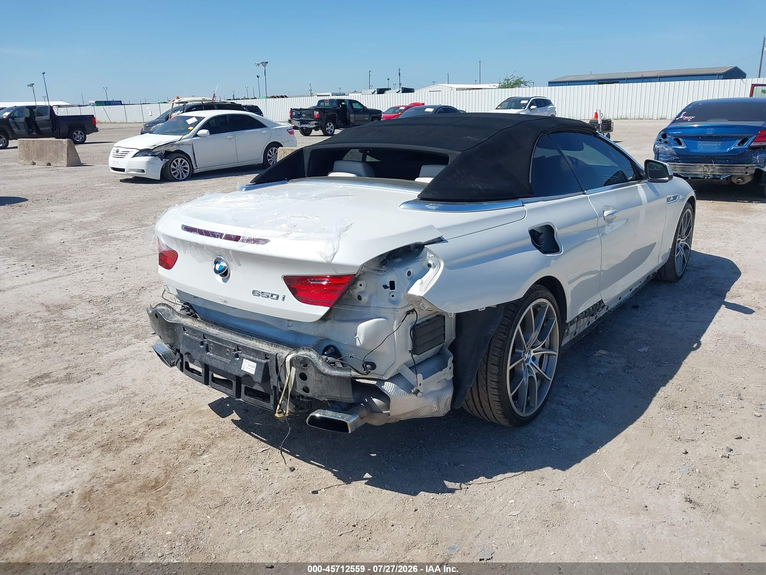 2015 Bmw 650i White vin: WBAYP9C52FD169977