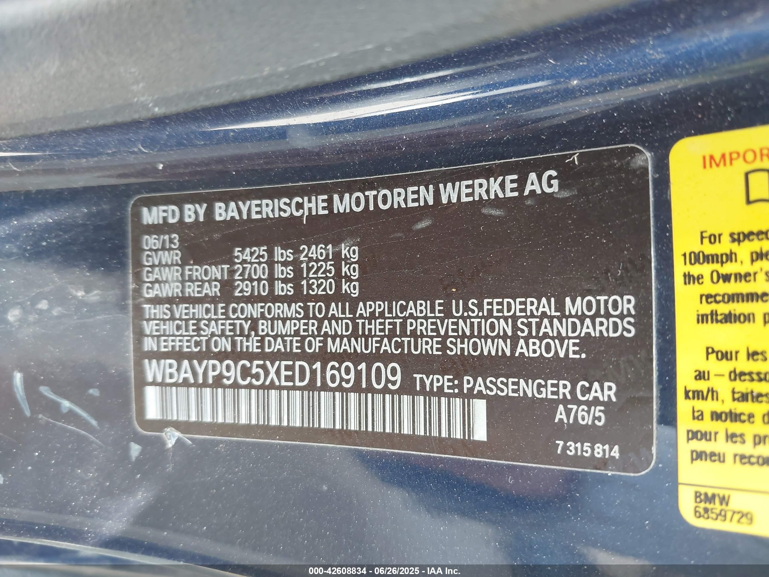 2014 Bmw 650i   Blue vin: WBAYP9C5XED169109