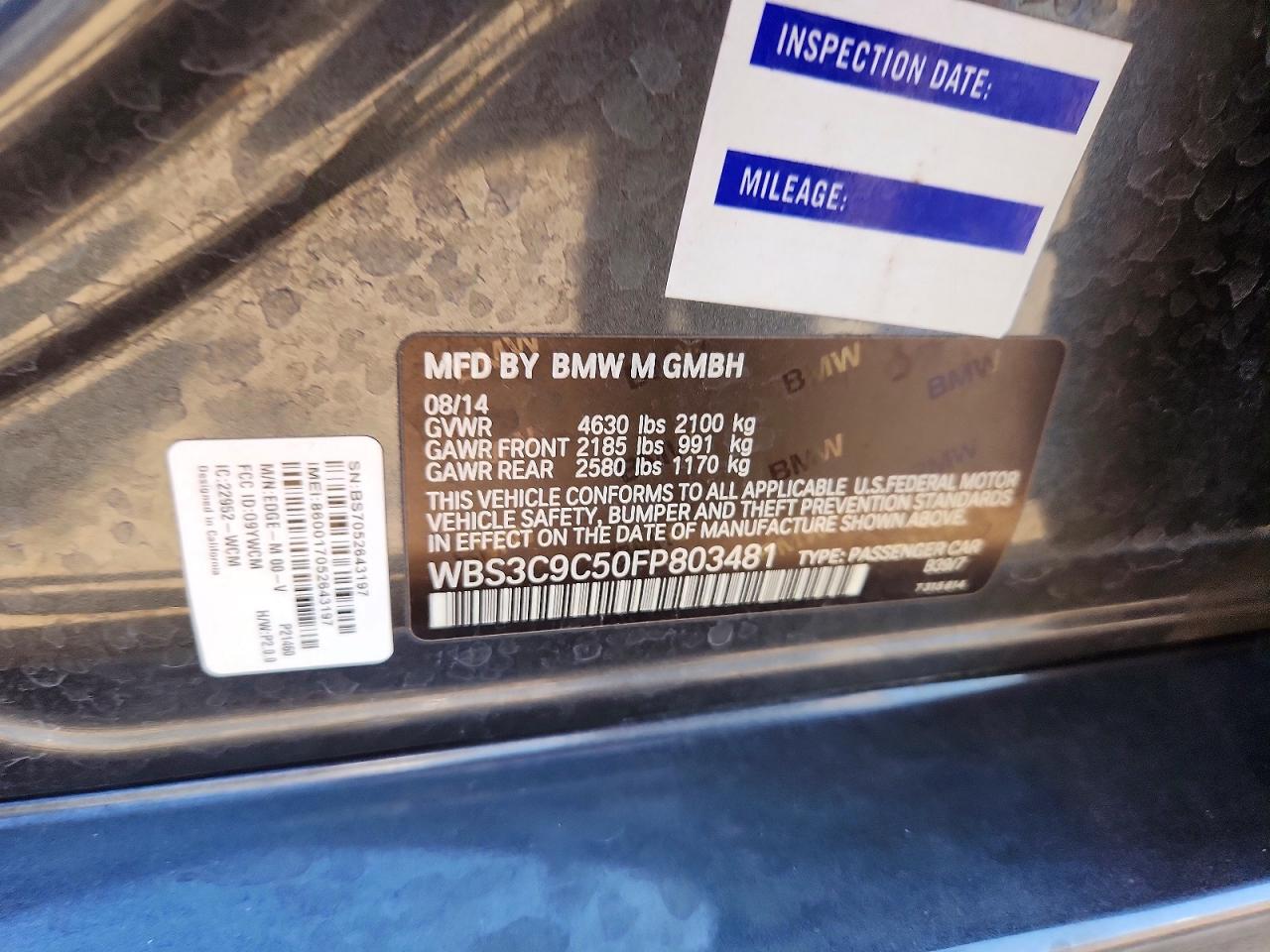 2015 Bmw M3 Gray vin: WBS3C9C50FP803481