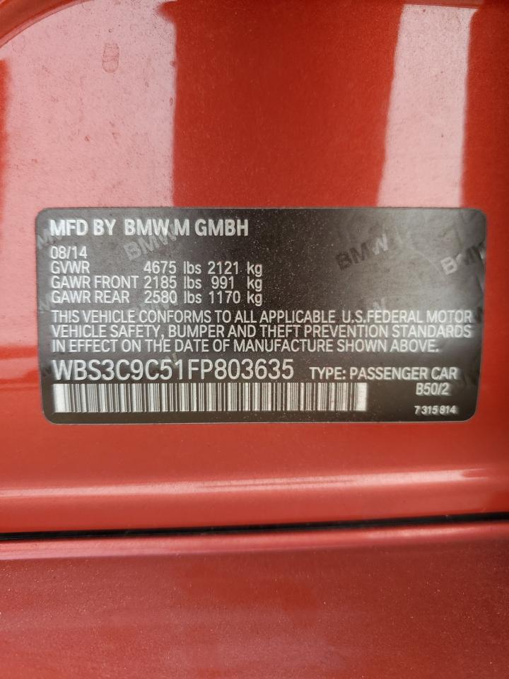 2015 Bmw M3 Orange vin: WBS3C9C51FP803635