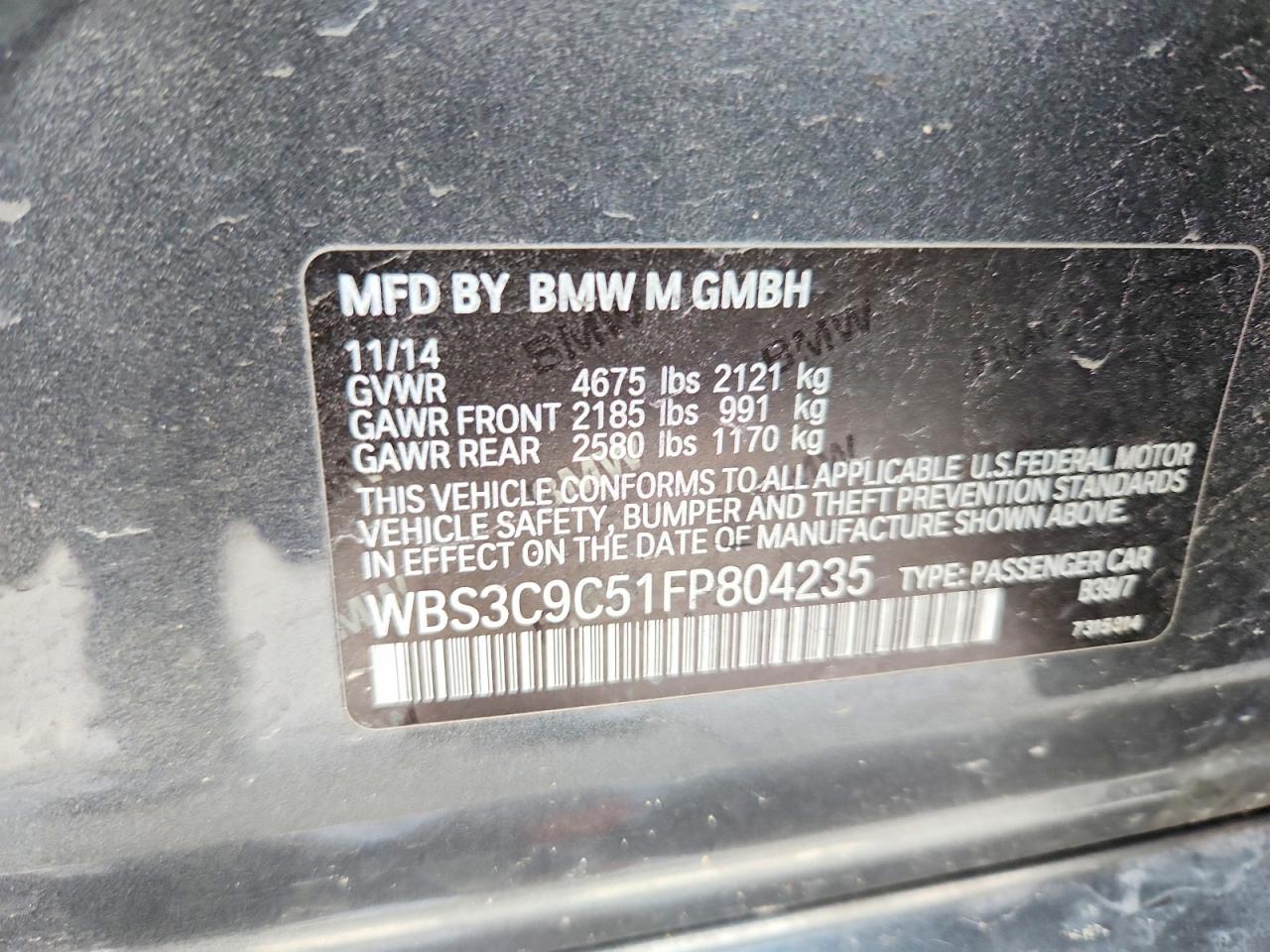 2015 Bmw Motorrad M3 Gray vin: WBS3C9C51FP804235