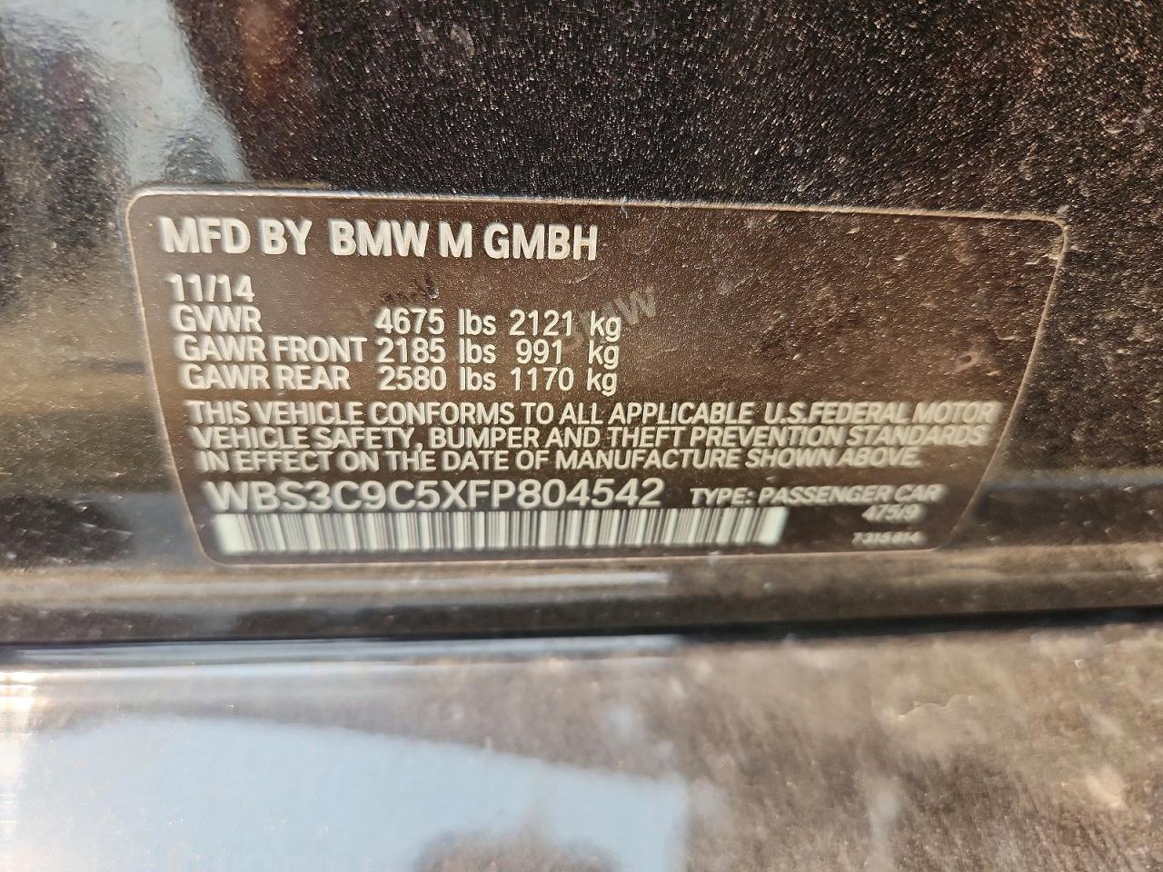2015 Bmw M3 Black vin: WBS3C9C5XFP804542