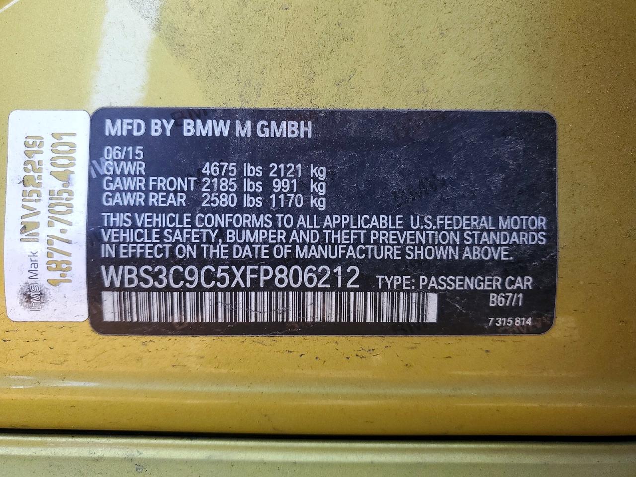 2015 Bmw Motorrad M3 Gold vin: WBS3C9C5XFP806212