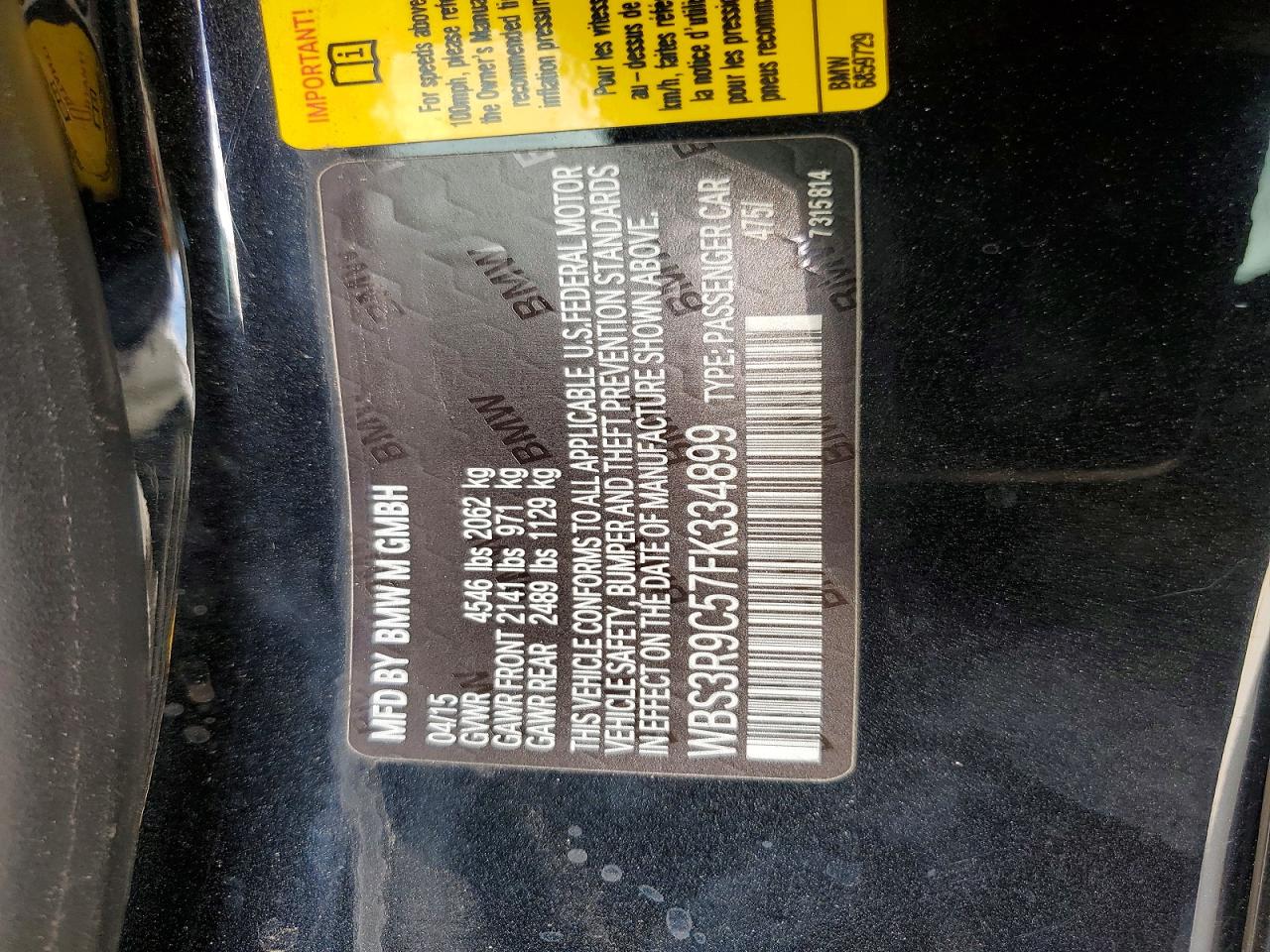 2015 Bmw M4 Cs Black vin: WBS3R9C57FK334899