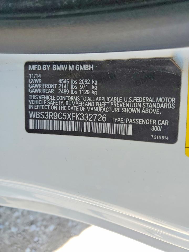 2015 Bmw Motorrad M4 White vin: WBS3R9C5XFK332726