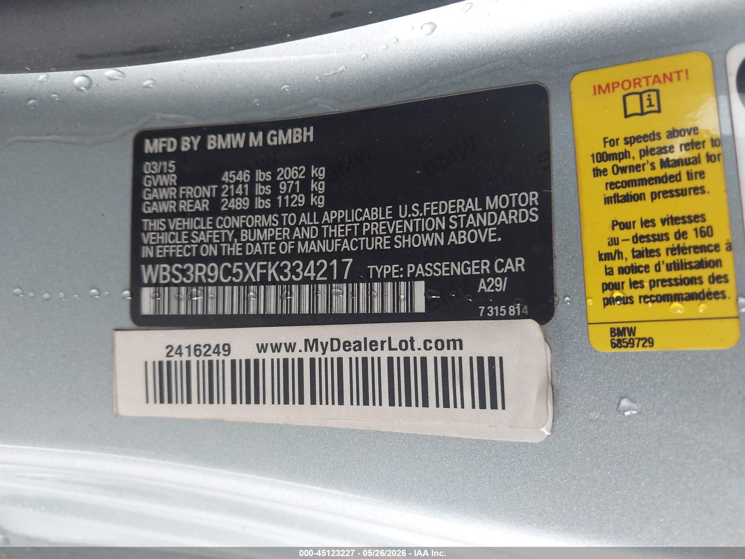 2015 Bmw M4   Silver vin: WBS3R9C5XFK334217
