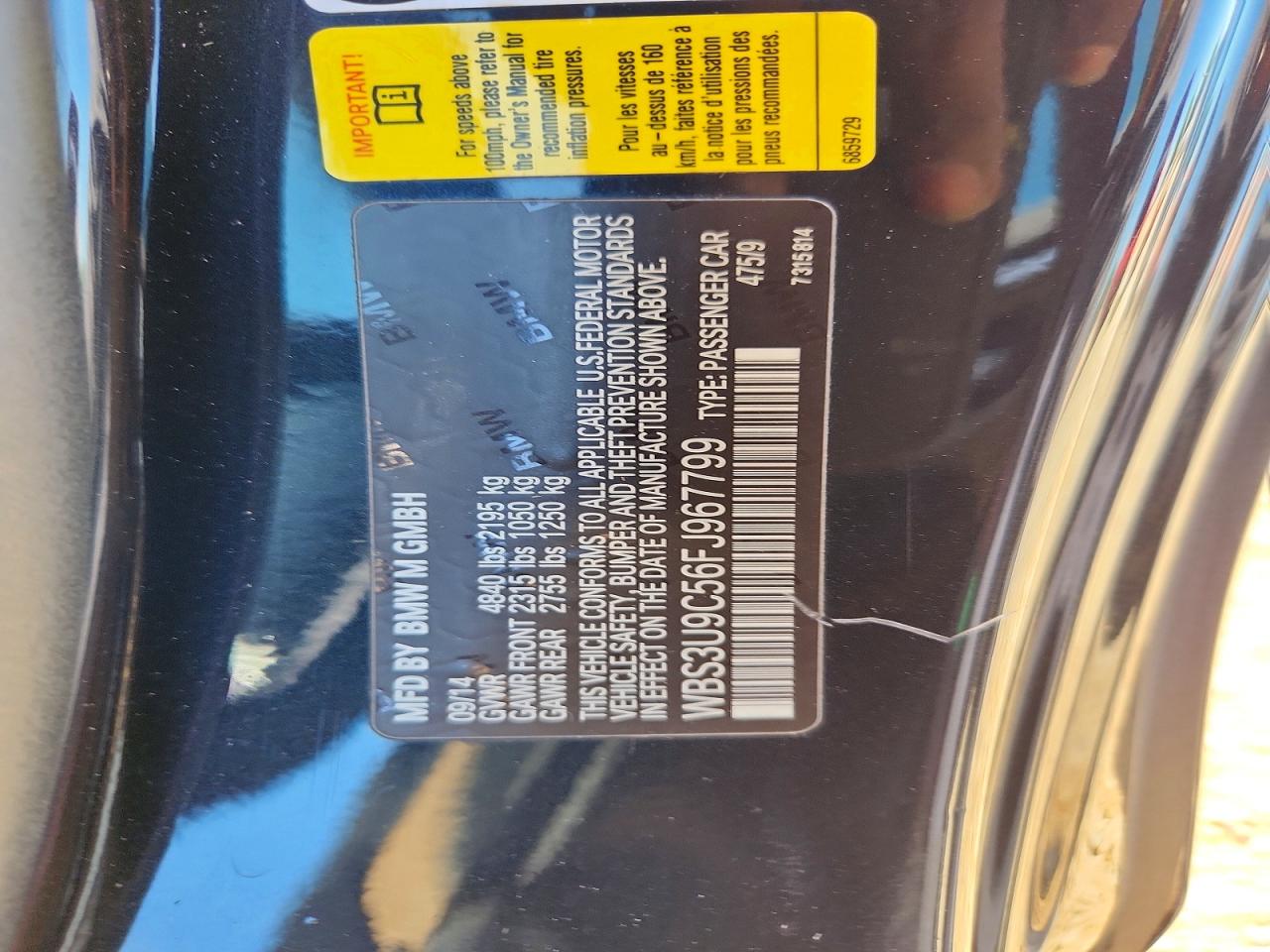 2015 Bmw M4 Black vin: WBS3U9C56FJ967799