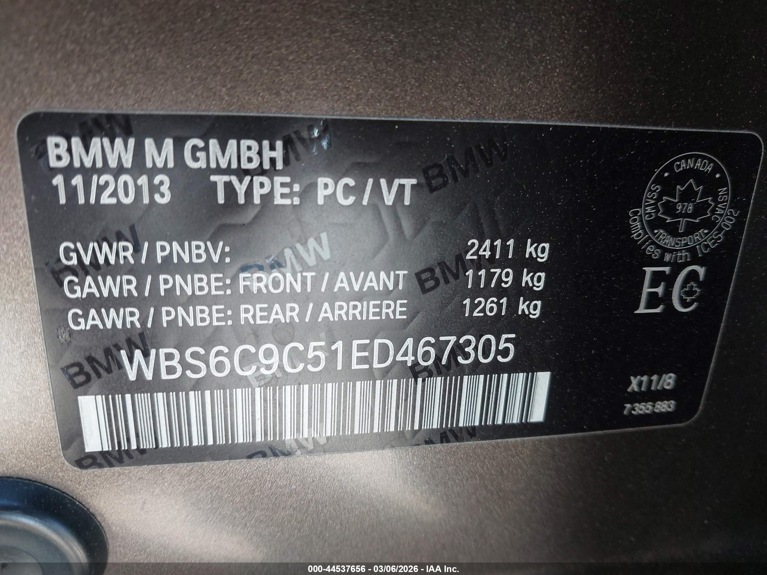 2014 Bmw M6 Gran Coupe   Brown vin: WBS6C9C51ED467305