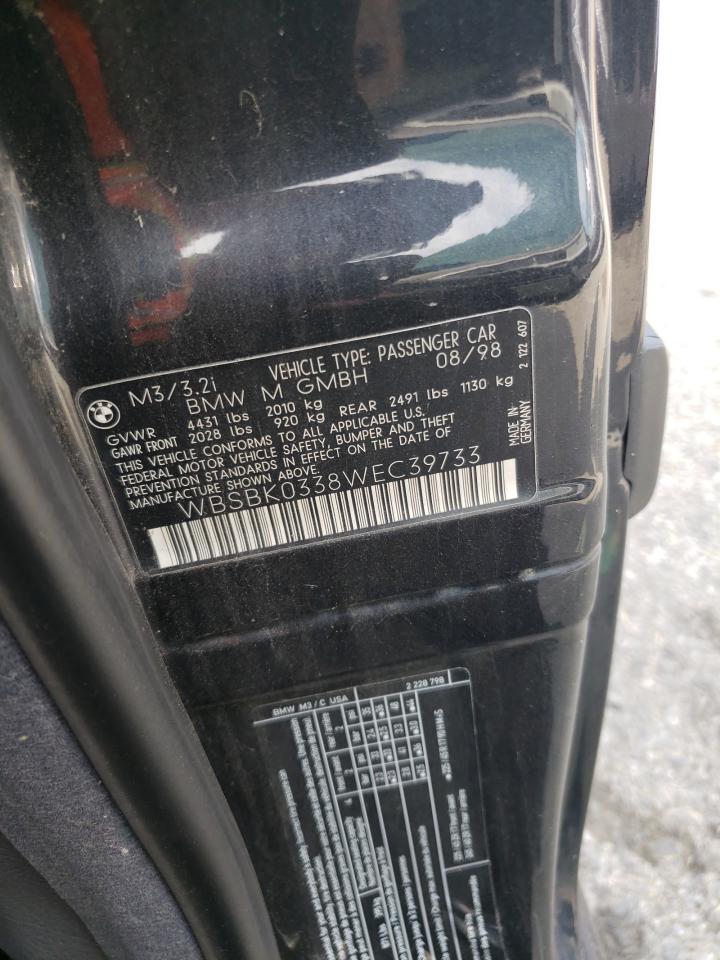 1998 Bmw M3 Automatic Black vin: WBSBK0338WEC39733