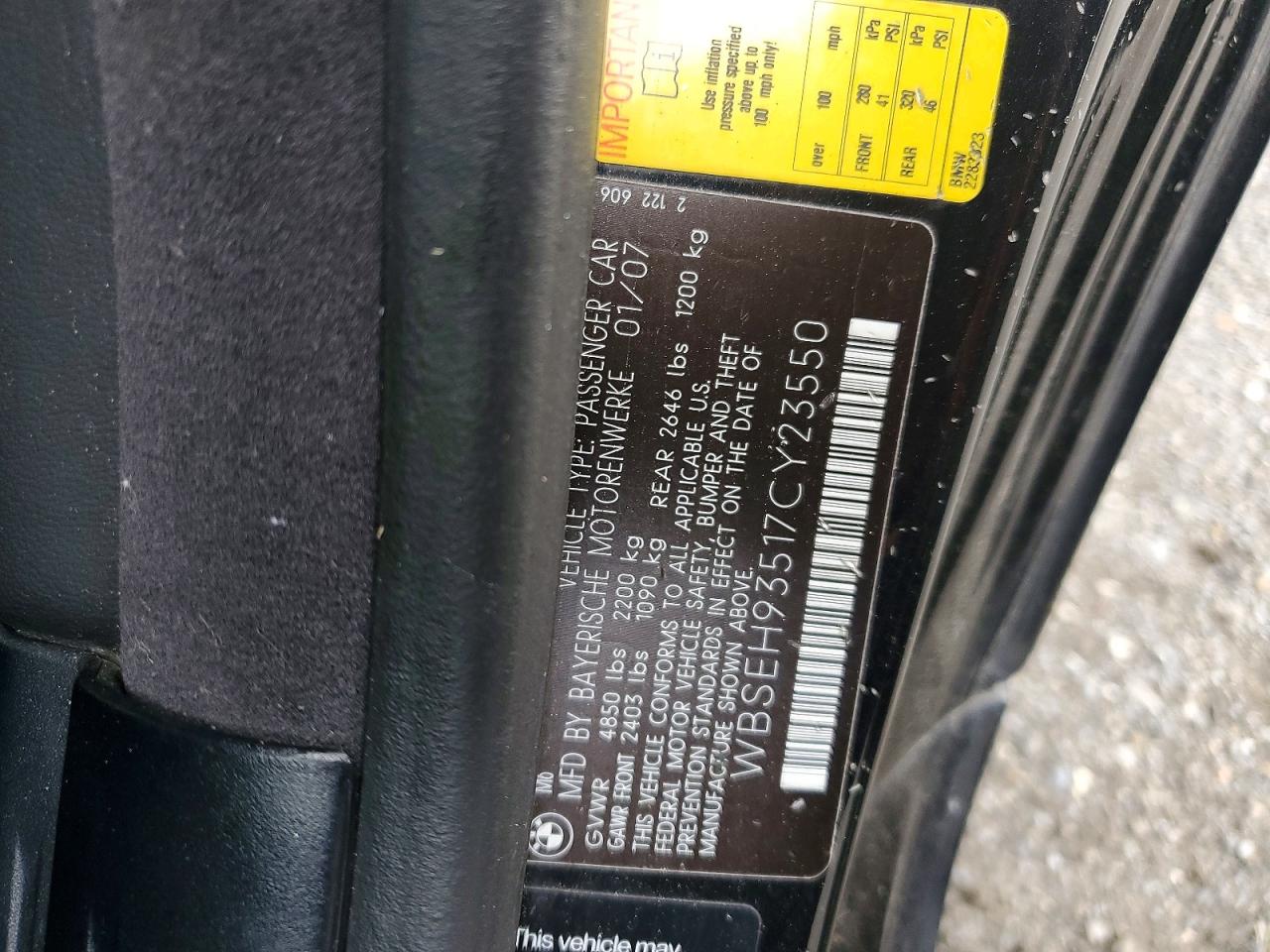 2007 Bmw M6 Black vin: WBSEH93517CY23550