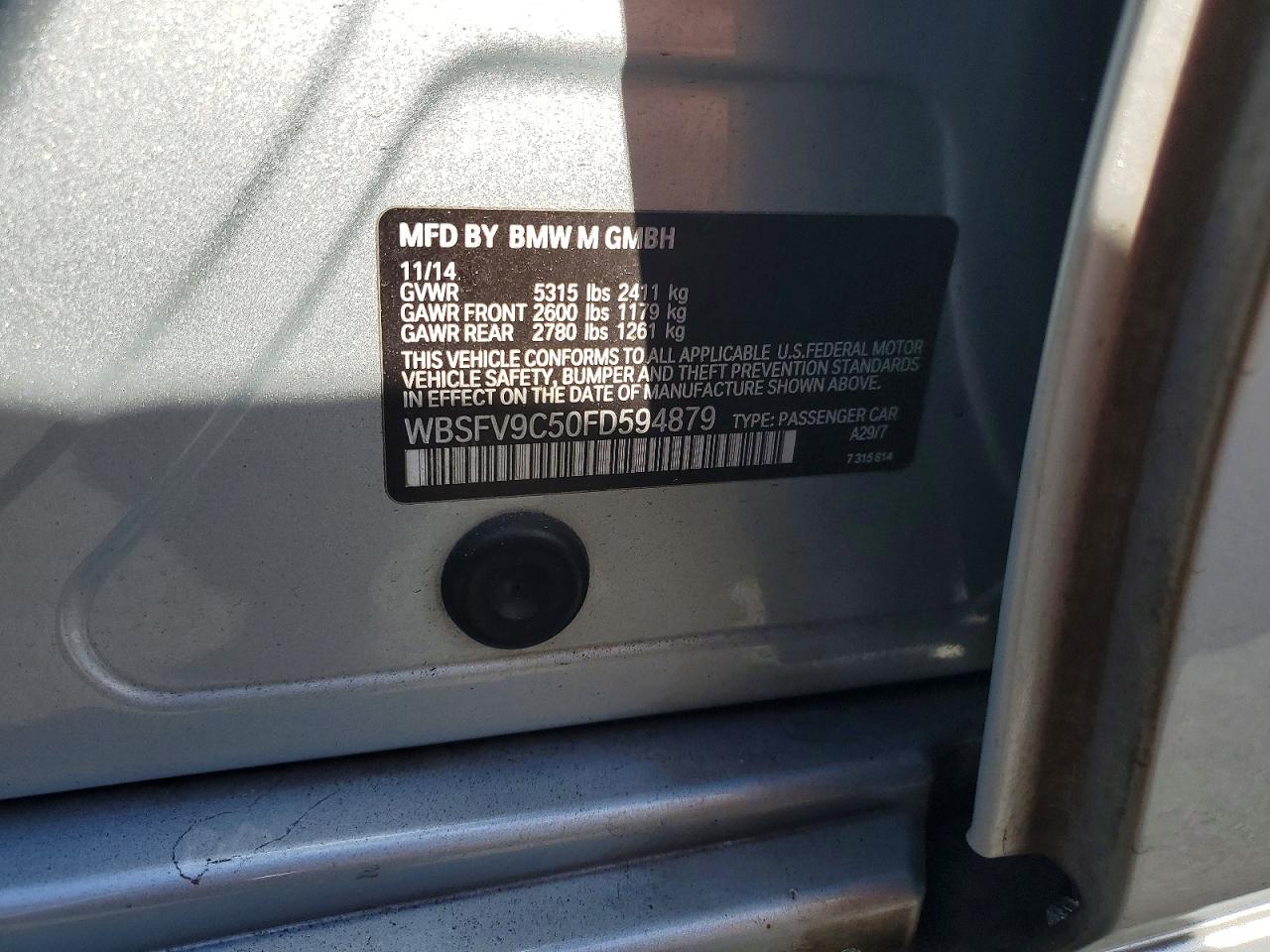 2015 Bmw Motorrad M5 Silver vin: WBSFV9C50FD594879