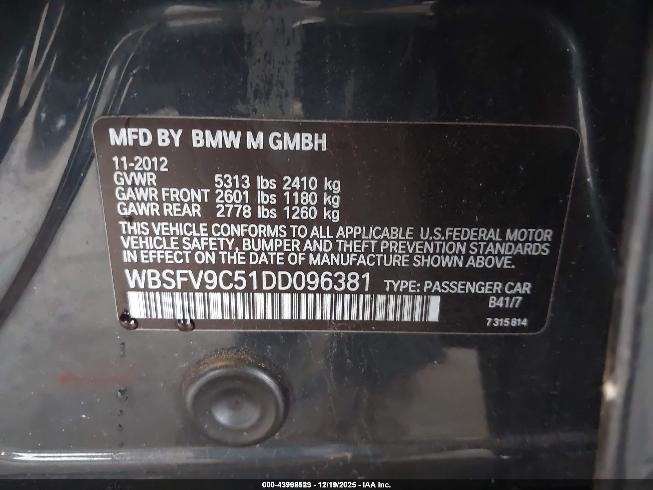2013 Bmw M5   Gray vin: WBSFV9C51DD096381