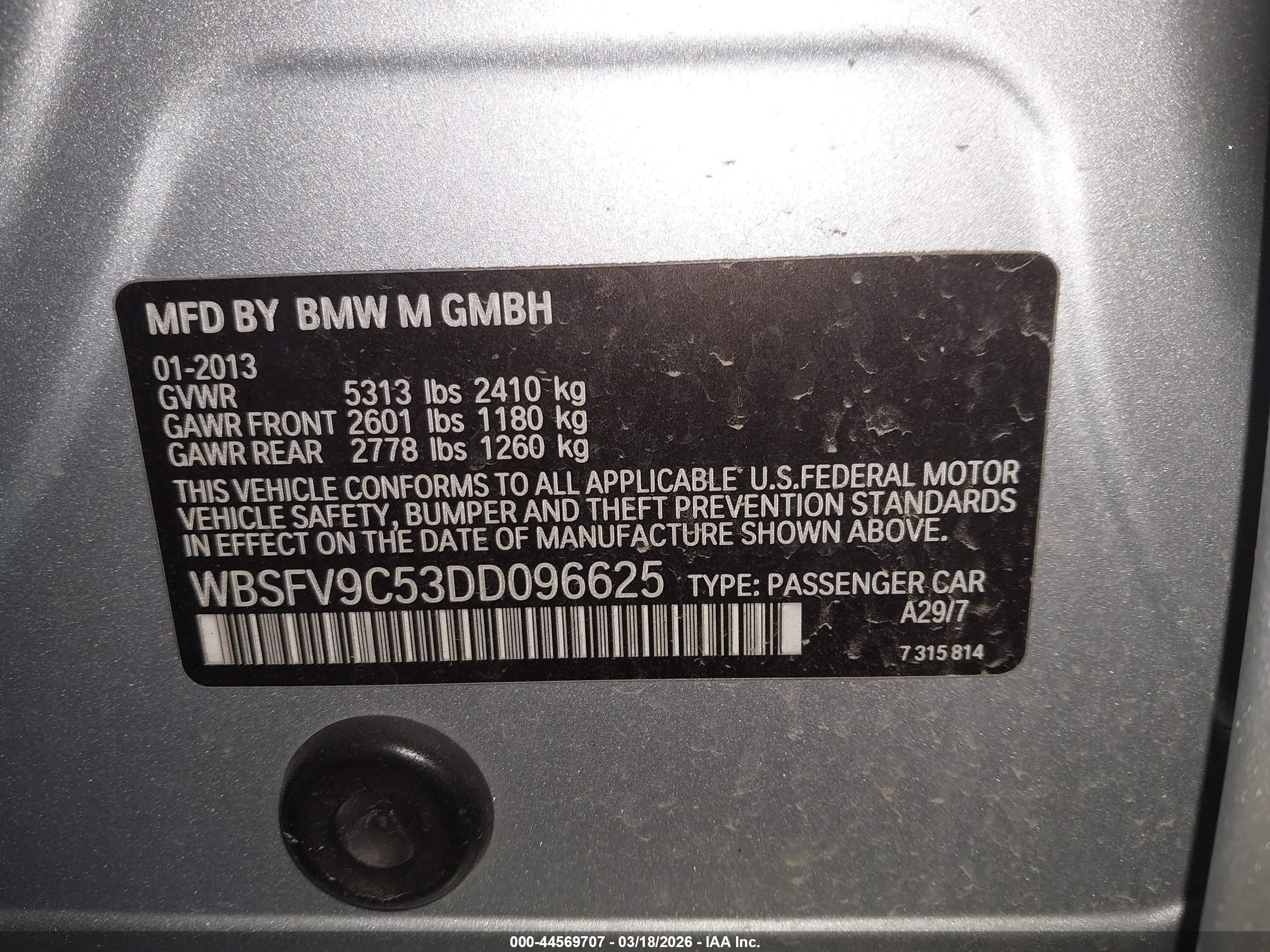 2013 Bmw M5 Silver vin: WBSFV9C53DD096625