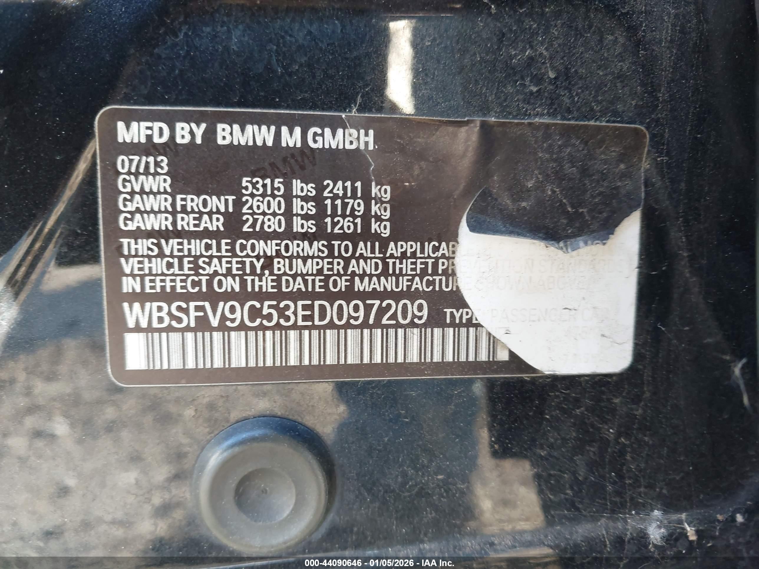 2014 Bmw M5   Black vin: WBSFV9C53ED097209