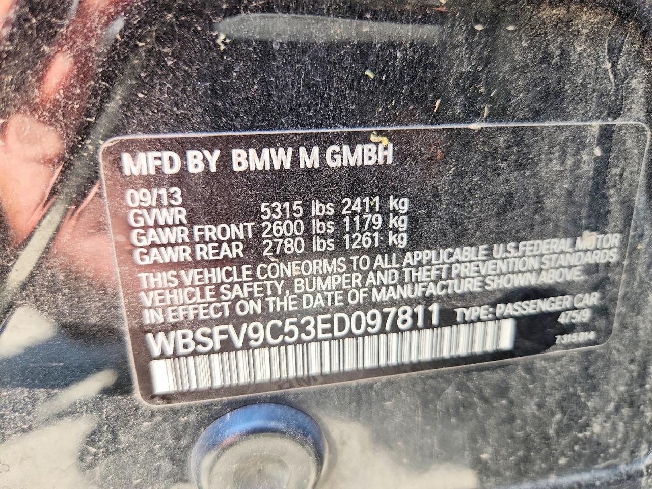 2014 Bmw M5 Black vin: WBSFV9C53ED097811
