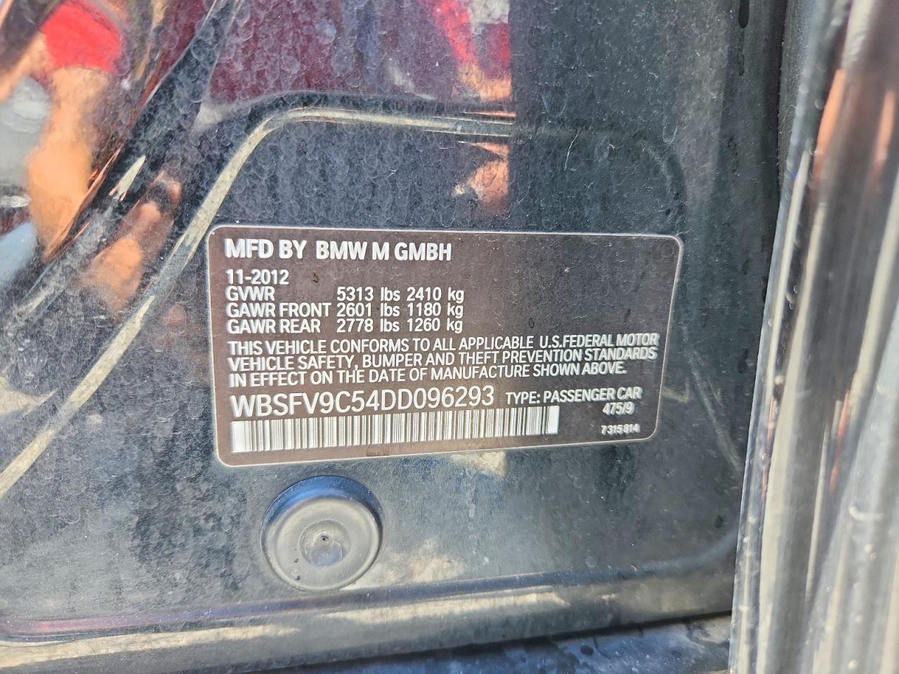 2013 Bmw M5 Black vin: WBSFV9C54DD096293