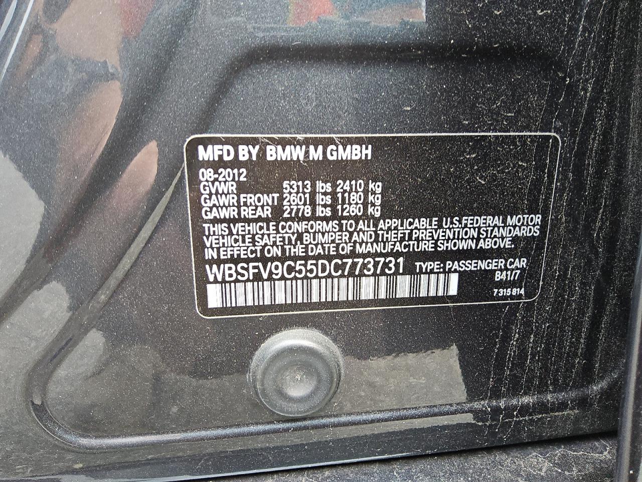 2013 Bmw M5 Gray vin: WBSFV9C55DC773731