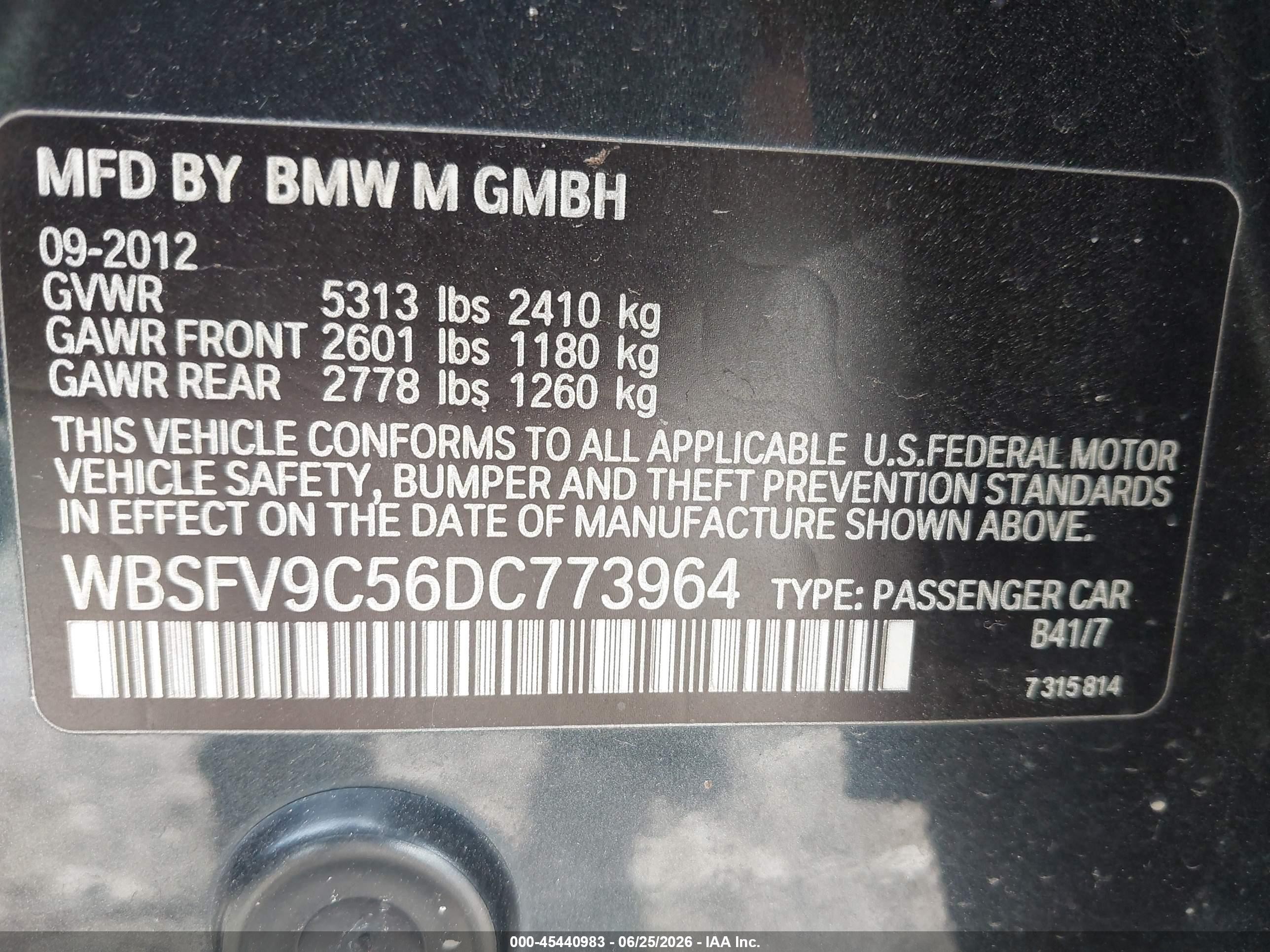 2013 Bmw M5 Gray vin: WBSFV9C56DC773964