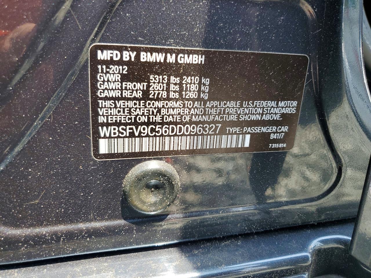 2013 Bmw M5 Серый vin: WBSFV9C56DD096327