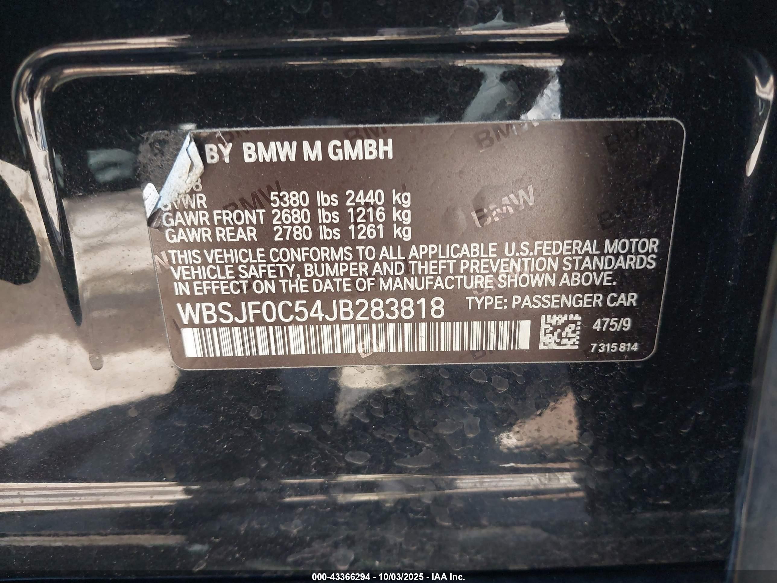 2018 Bmw M5 Black vin: WBSJF0C54JB283818