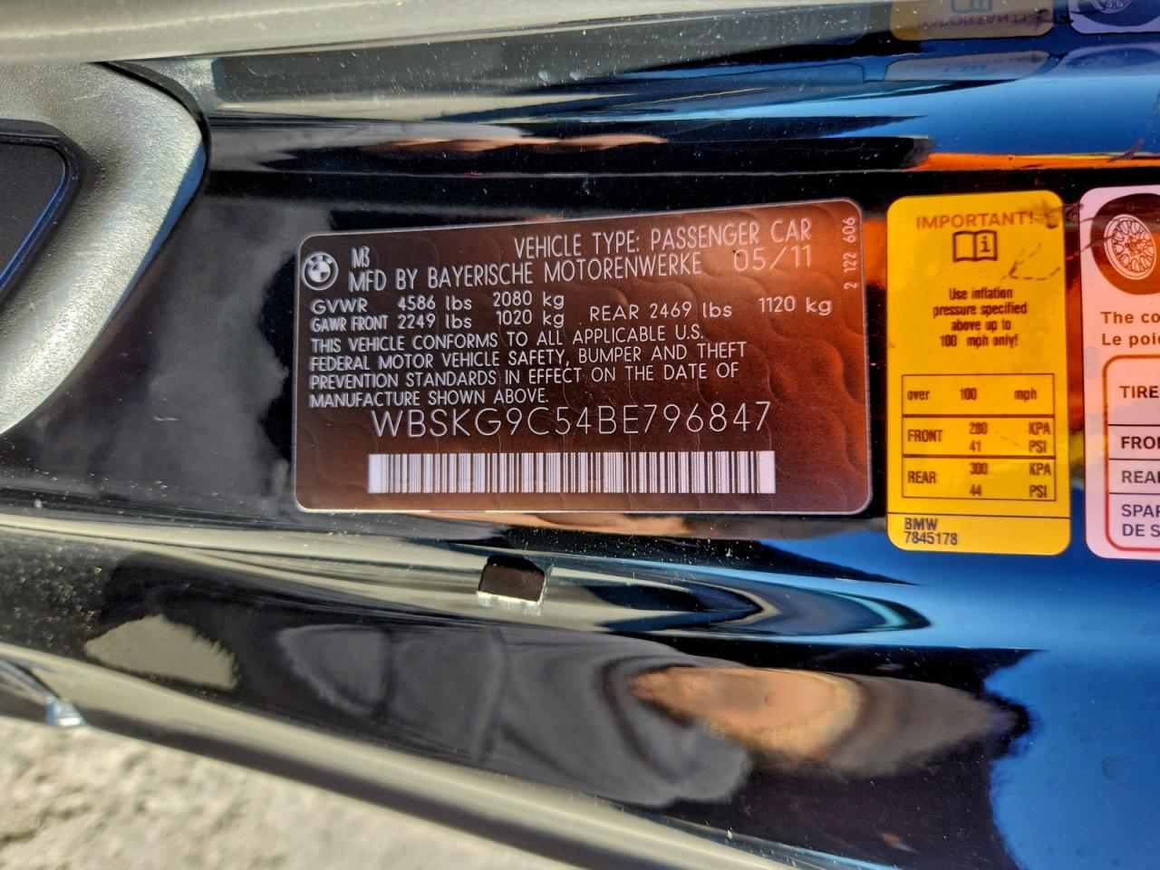 2011 Bmw M3 Black vin: WBSKG9C54BE796847