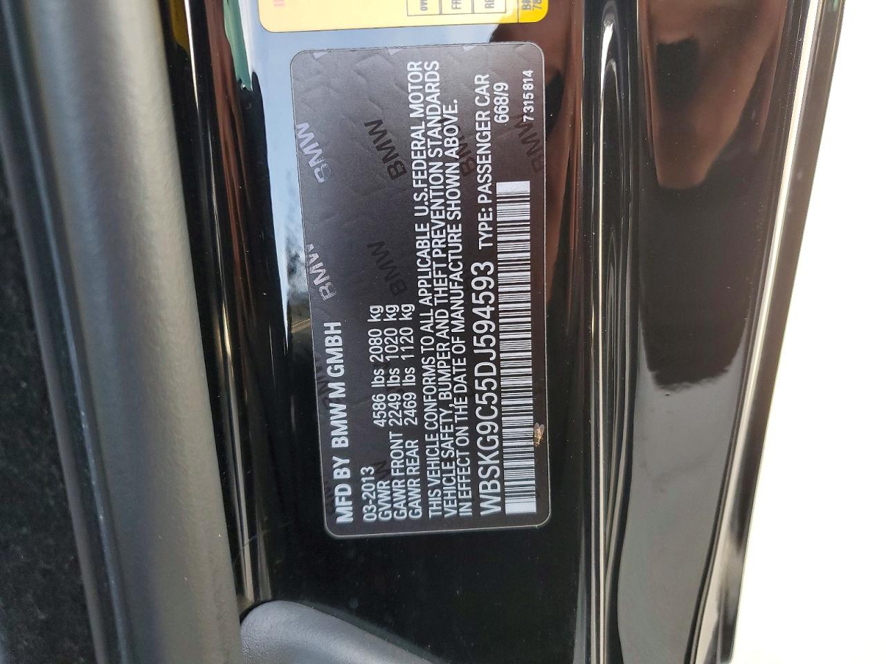 2013 Bmw M3 Black vin: WBSKG9C55DJ594593