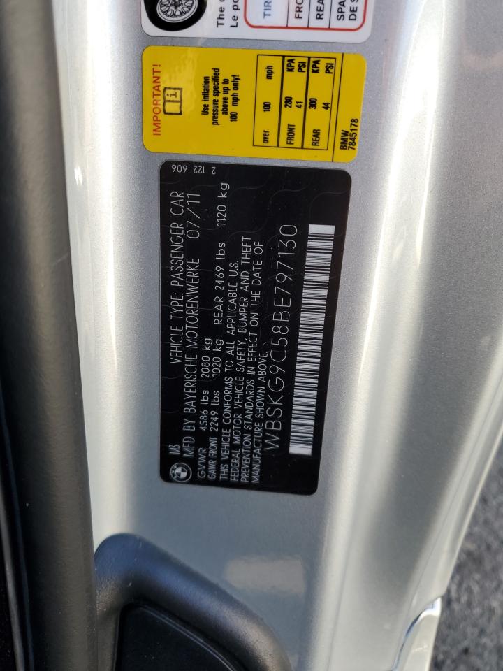 2011 Bmw M3 Silver vin: WBSKG9C58BE797130