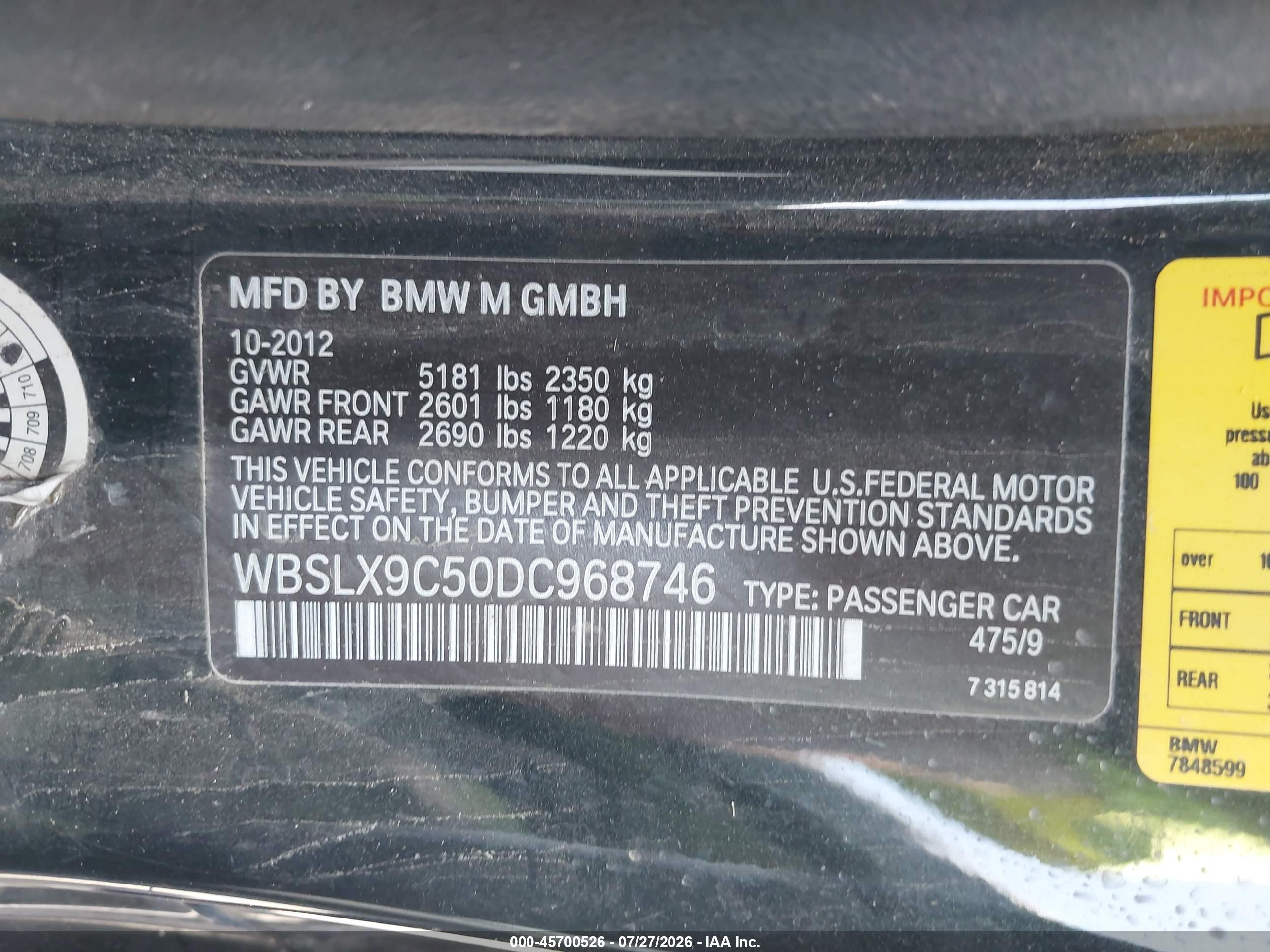 2013 Bmw M6   Gray vin: WBSLX9C50DC968746