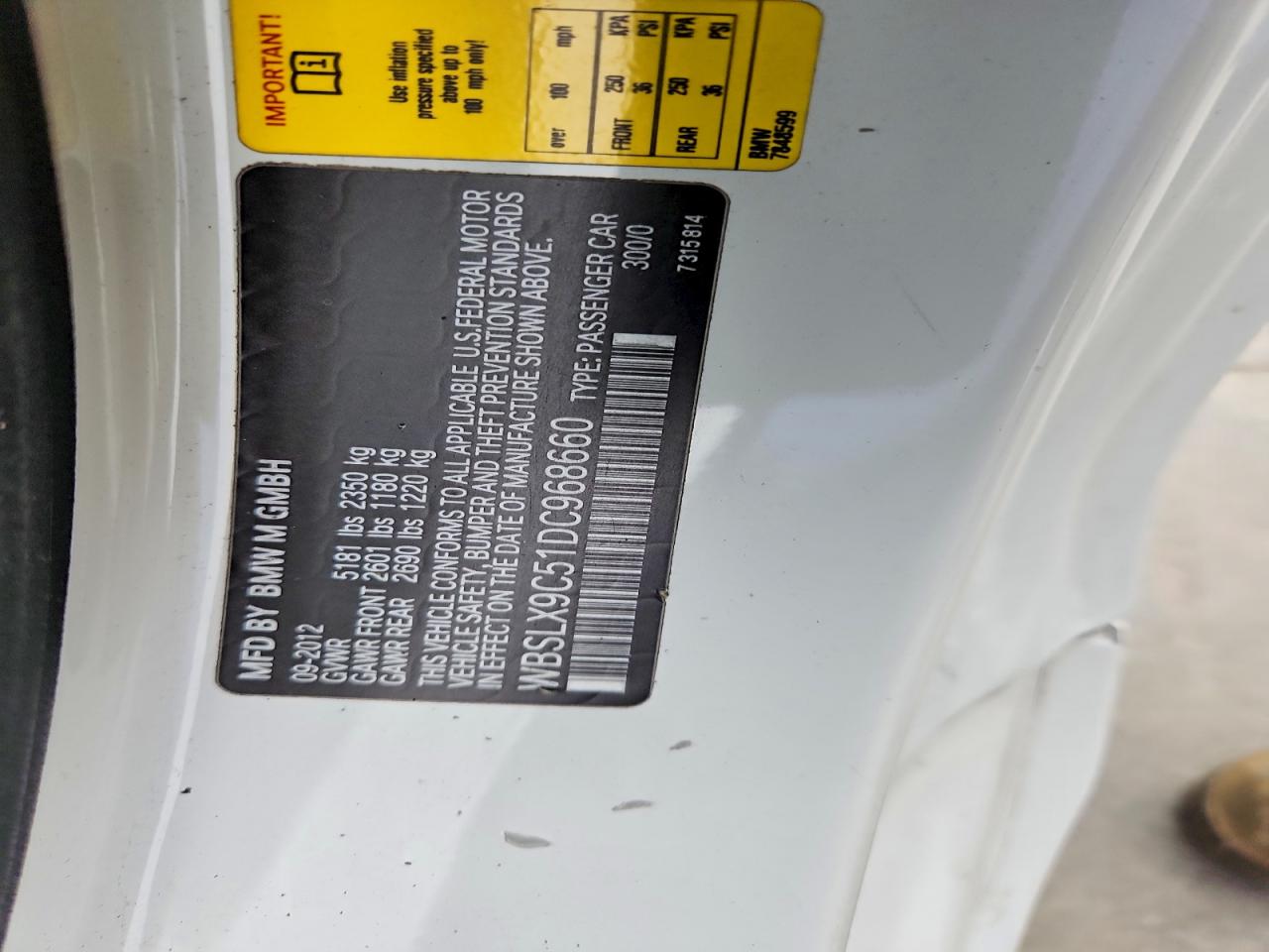 2013 Bmw Motorrad M6 White vin: WBSLX9C51DC968660